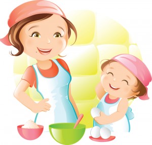 mama si copilul in bucatarie