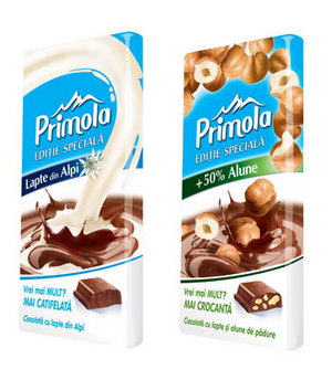 Primola editie Limitata: ciocolata cu lapte alpin si ciocolata cu alune
